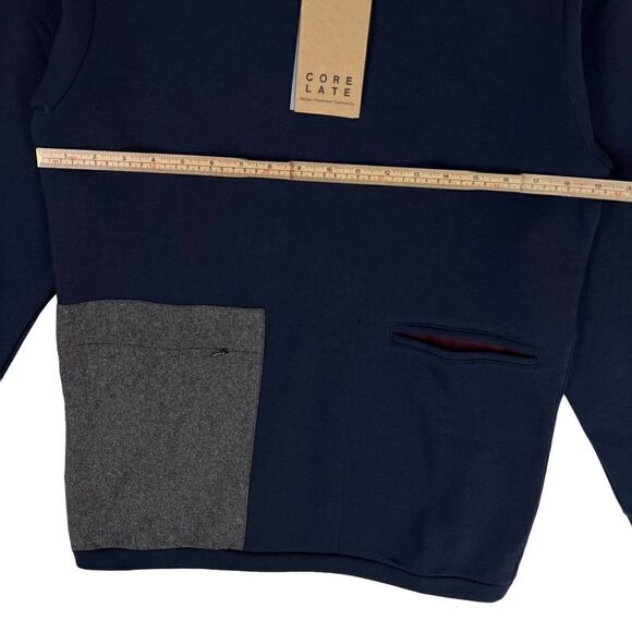 Corelate Men Navy Blue Sweatshirt Long Sleeve Cotton Pullover US S Small - Picture 5 of 10